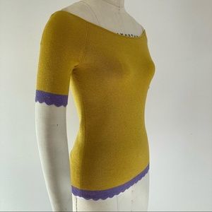 KATE SPADE Off Shoulder Metallic Lurex Sweater Top